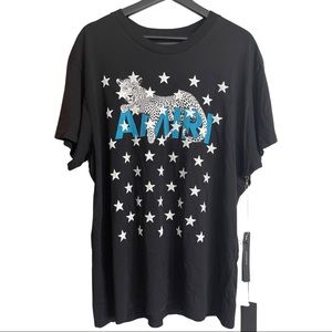 AMIRI BLACK LEOPARD STAR T-SHIRT